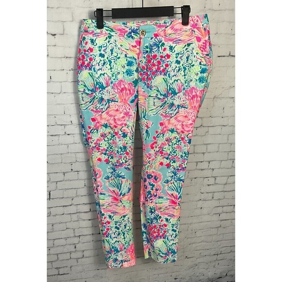 Lilly Pulitzer Womens Pants Size 4 Serene Blue Gypsea Floral Alina Slim N - Picture 3 of 12